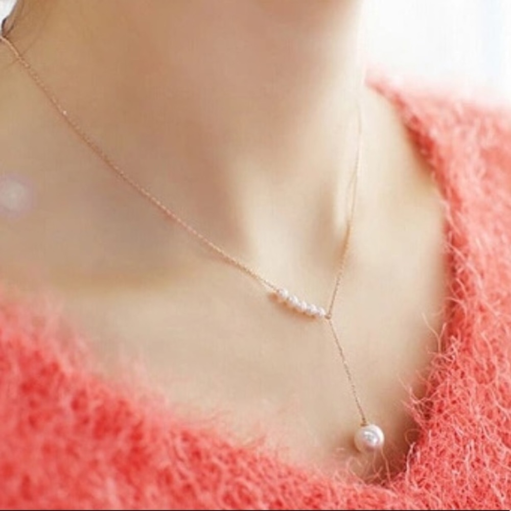 NEW!๐๐๐GOLDEN PEARL LOOK Y NECKLACE๐๐๐PRETTY - Picture 3 of 8